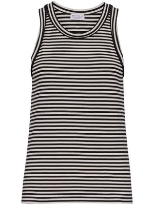 Brunello Cucinelli striped cotton tank top - White