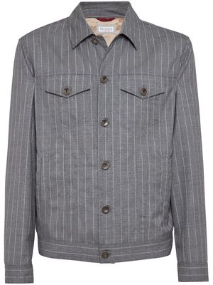 Brunello Cucinelli striped denim jacket - Grey