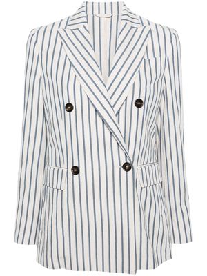 Brunello Cucinelli striped double-breasted blazer - Neutrals