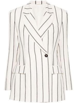 Brunello Cucinelli striped double-breasted blazer - White