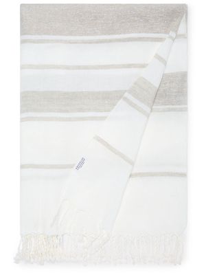 Brunello Cucinelli striped fringe-trimmed blanket - White