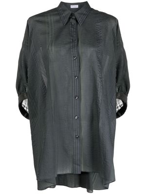 Brunello Cucinelli striped half-sleeve draped shirt - Grey