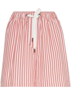 Brunello Cucinelli striped high-waist shorts - Red