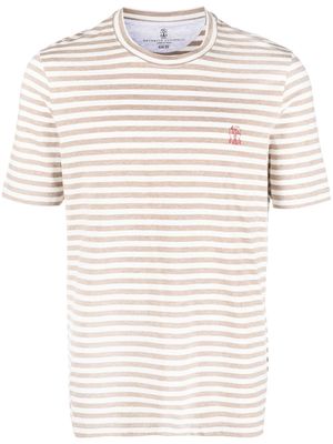 Brunello Cucinelli striped jersey T-shirt - Neutrals