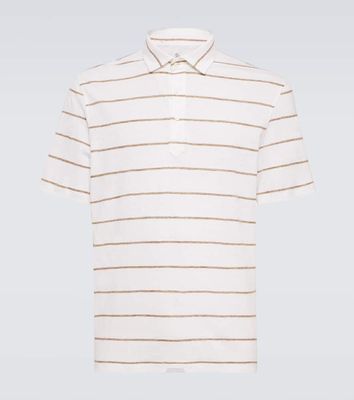 Brunello Cucinelli Striped linen and cotton polo shirt