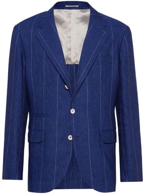 Brunello Cucinelli striped linen blazer - Blue