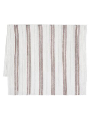 Brunello Cucinelli striped linen-blend scarf - White