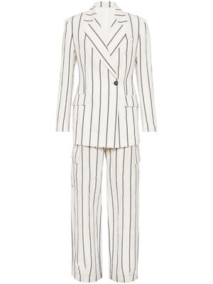 Brunello Cucinelli striped linen-blend suit - White