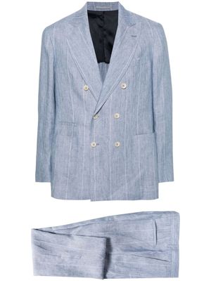 Brunello Cucinelli striped linen suit - Blue