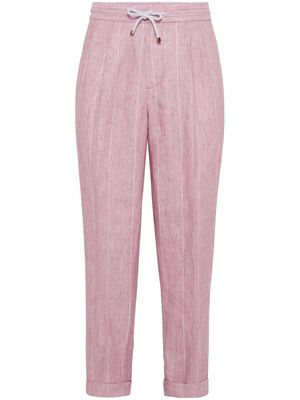 Brunello Cucinelli striped linen trousers - Pink