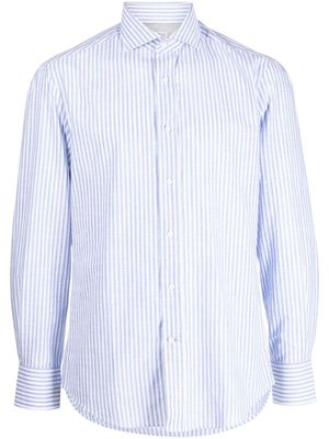 Brunello Cucinelli striped long-sleeved cotton shirt - Blue