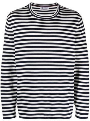 Brunello Cucinelli striped long-sleeved T-shirt - Blue