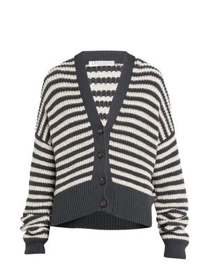 Brunello Cucinelli striped-pattern cotton cardigan - Grey
