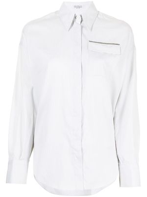 Brunello Cucinelli striped-print cotton blouse - White