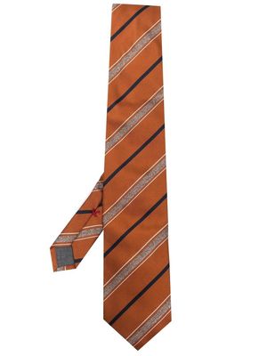 Brunello Cucinelli striped silk tie - Orange