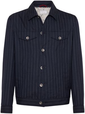 Brunello Cucinelli striped virgin-wool jacket - Blue