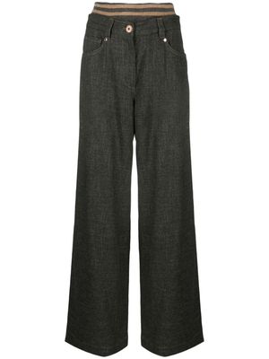 Brunello Cucinelli striped-waist palazzo pants - Grey