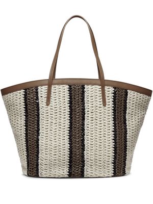 Brunello Cucinelli striped woven tote bag - Neutrals