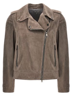 Brunello Cucinelli Suede Biker Jacket