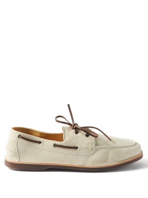 Brunello Cucinelli - Suede Boat Shoes - Mens - Grey