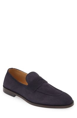 Brunello Cucinelli Suede Penny Loafer in C8137 Navy
