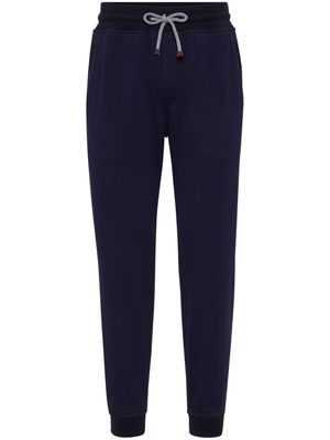 Brunello Cucinelli tapered cotton track pants - Blue