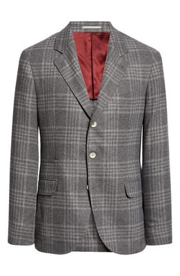 Brunello Cucinelli Tartan Deconstructed Wool Blend Blazer in Medium Grey