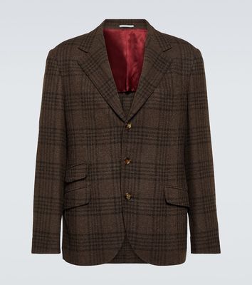 Brunello Cucinelli Tartan wool, silk, and cashmere blazer