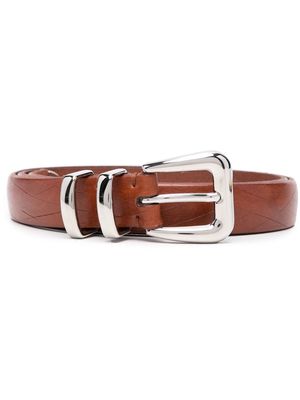 Brunello Cucinelli textured buckled belt - Brown