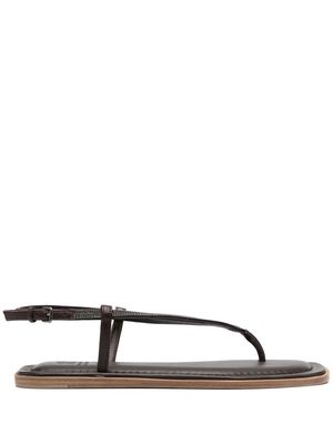 Brunello Cucinelli thong leather flat sandals - Brown