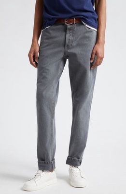 Brunello Cucinelli Traditional Fit Button Fly Jeans in C8382 Med Grey