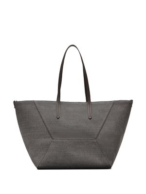 Brunello Cucinelli trapeze-body cotton-blend tote bag - Grey