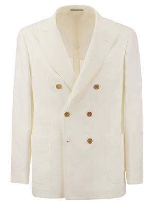 Brunello Cucinelli Twisted Linen Deconstructed Jacket With Patch Pockets