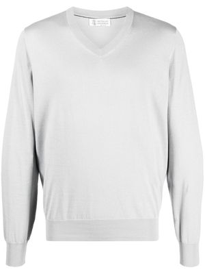 Brunello Cucinelli V-neck cotton sweater - Grey