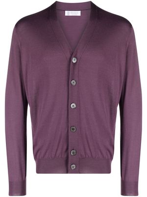 Brunello Cucinelli V-neck fine-knit cardigan - Purple