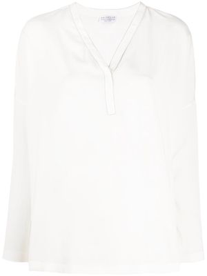 Brunello Cucinelli V-neck long sleeve blouse - White