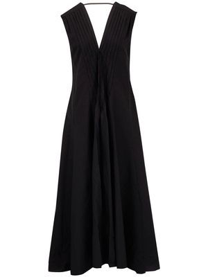 Brunello Cucinelli V-neck pleat-detail long dress - Black