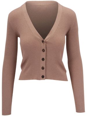 Brunello Cucinelli V-neck ribbed cardigan - Brown