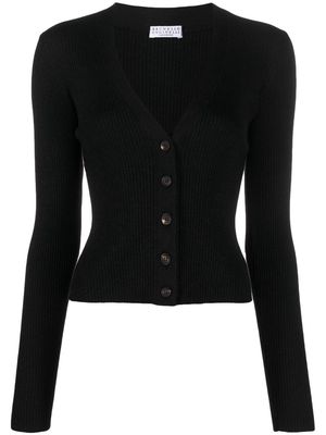 Brunello Cucinelli V-neck ribbed-knit cardigan - Black