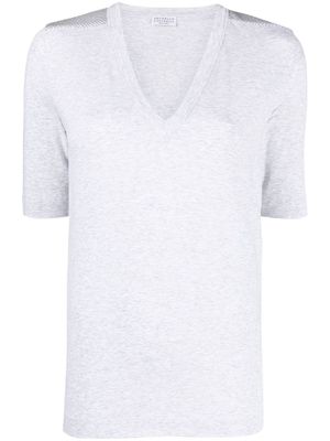 Brunello Cucinelli V-neck short-sleeve T-shirt - Grey