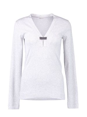 Brunello Cucinelli V-neck stretch-cotton T-shirt - Silver