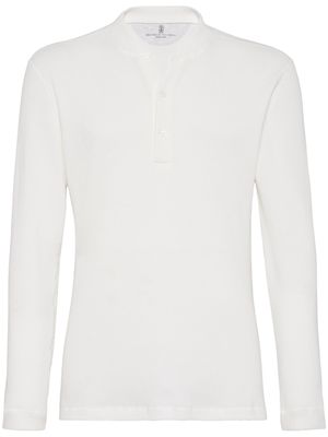 Brunello Cucinelli waffle-knit cotton Henley T-shirt - White