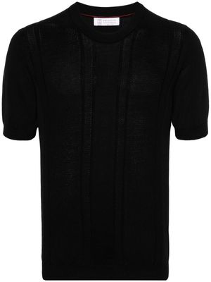 Brunello Cucinelli waffle-knit cotton T-shirt - Black