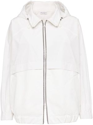 Brunello Cucinelli water-resistant taffeta jacket - White