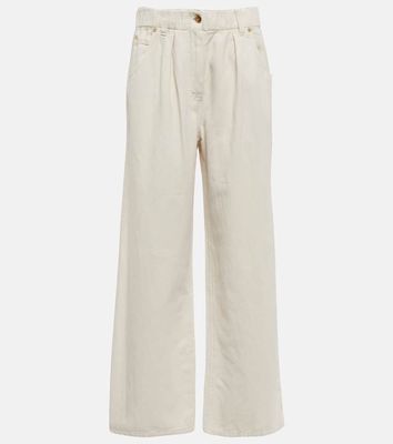 Brunello Cucinelli Wide-leg cotton and linen jeans