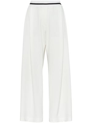 Brunello Cucinelli wide-leg cotton track pants - White