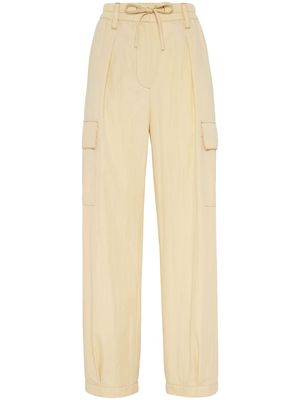 Brunello Cucinelli wide-leg gabardine cargo trousers - Yellow