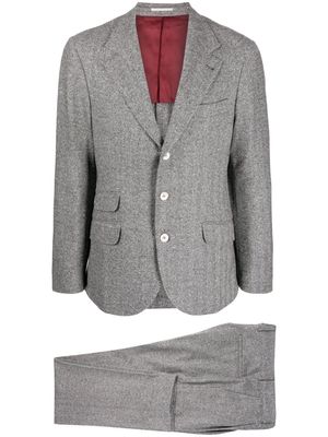 Brunello Cucinelli wool-blend herringbone two-piece suit - Black