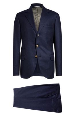 Brunello Cucinelli Wool Flannel Suit in C396-Dark Blue