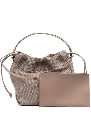 Brunello Cucinelli woven raffia bucket bag - Brown